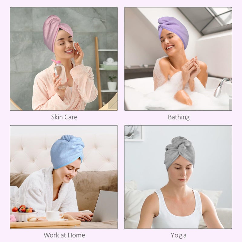 YoulerTex Microfiber Hair Towels Wrap Women: 5 Packs Hair Turban Towel Set Curly Hair Products for Hair Care - Hair Drying Towel for Hair Dryer Shower Cap & Hair Accessories for Woman - Image 4